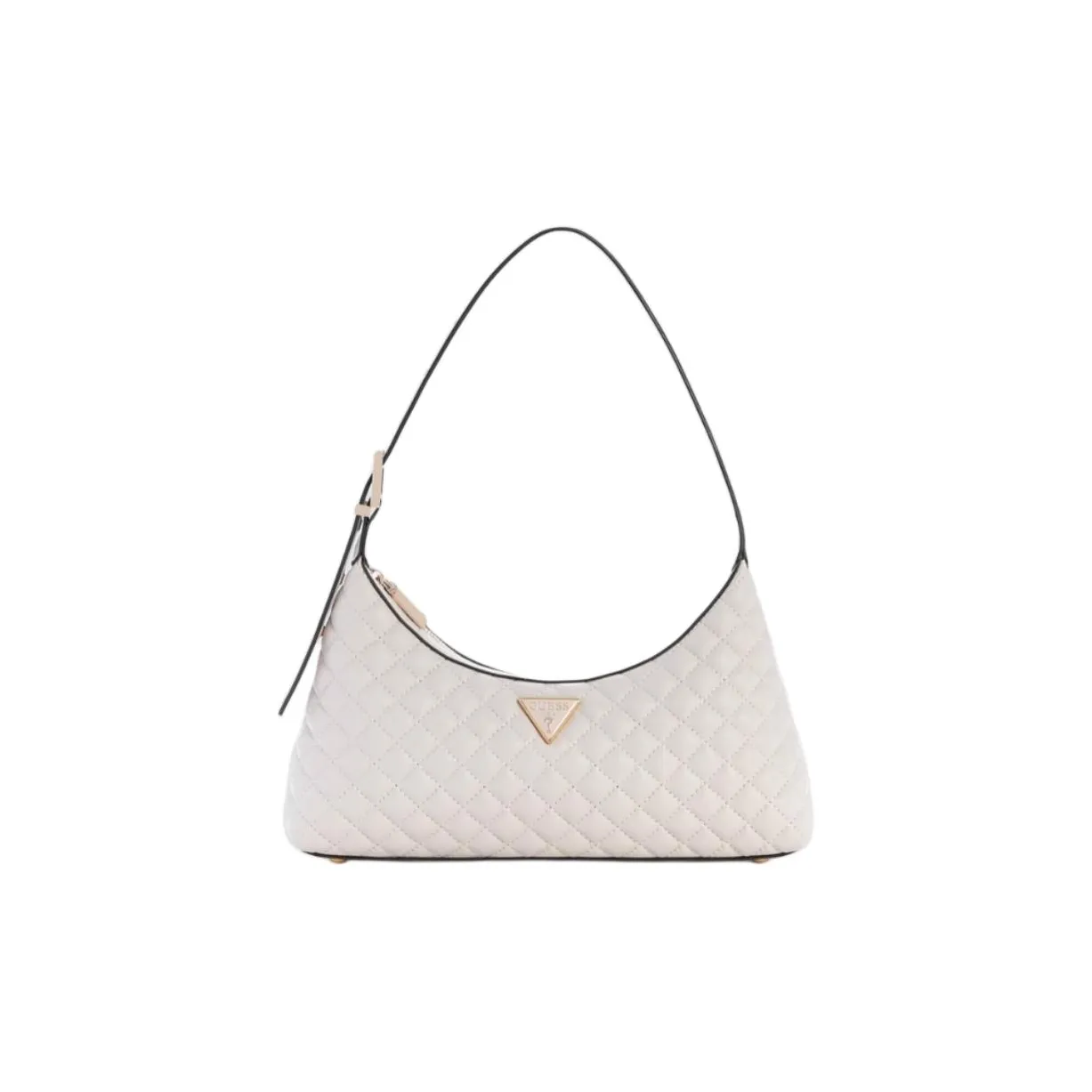 GUESS Artificial Leather Shoulder Bag Medium Size Women's Pearl White