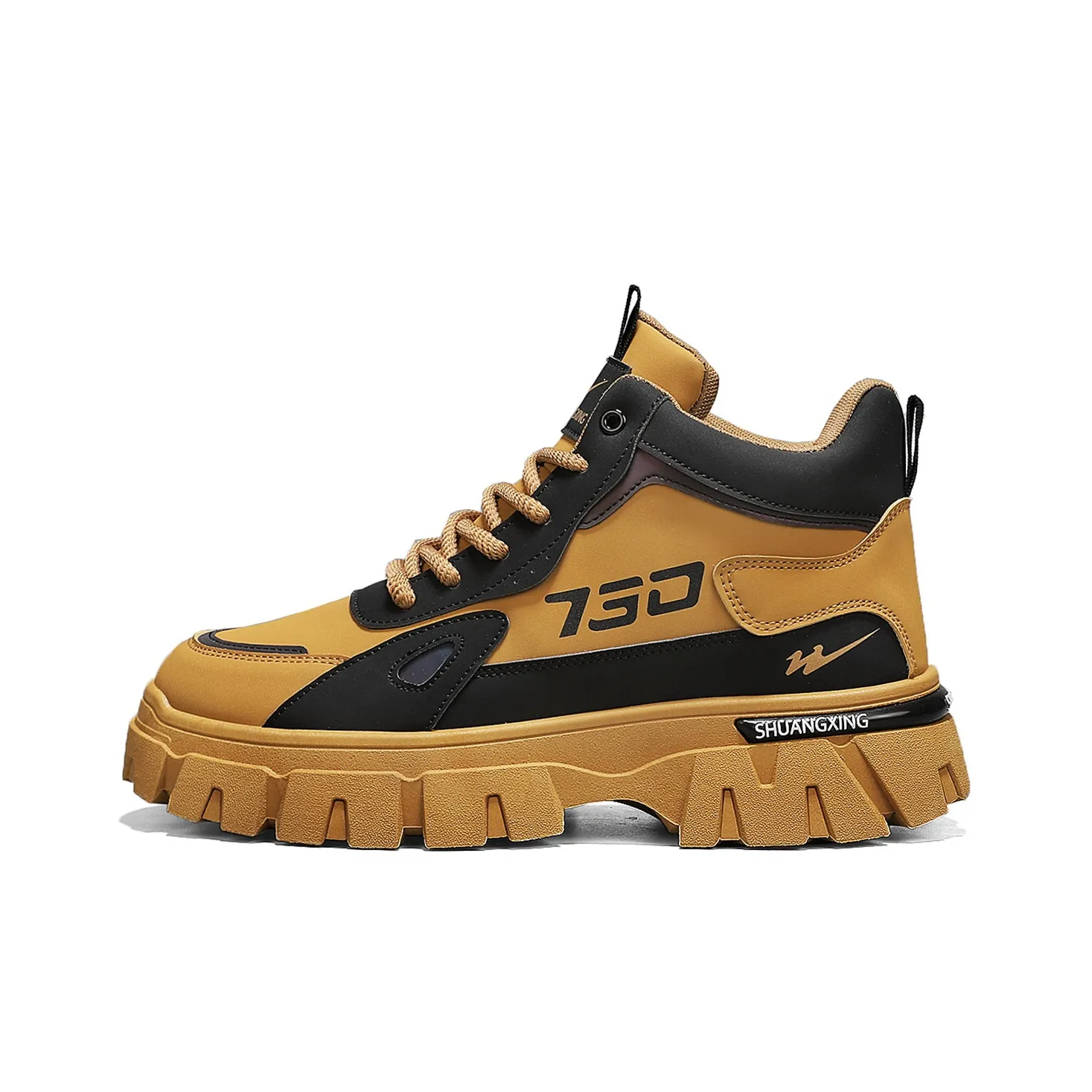 Binary Shock Absorbers With Slip Resistant And Abrasion Resistant Properties High Top Casual Shoes Men's Black Yellow