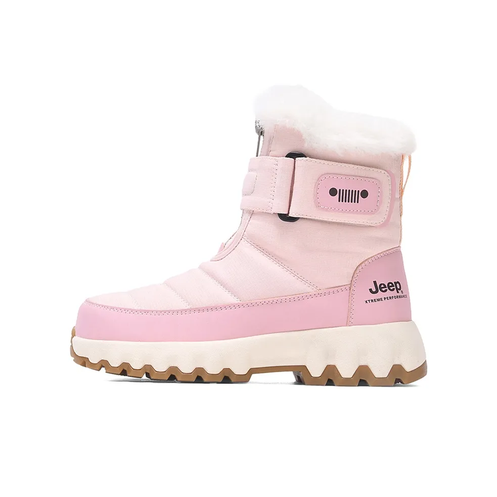 JEEP Термический Износостойкий Увеличивающий Высоту Нижние Штаны Устойчивое Покрытие Короткие Снежные Ботинки Женские Розовые
