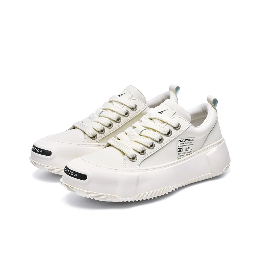 NAUTICA Open Ended Smiley Classic Anti Slip Wear Resistant Lightweight Breathable Low Top Skateboard Shoes Men's Ecru