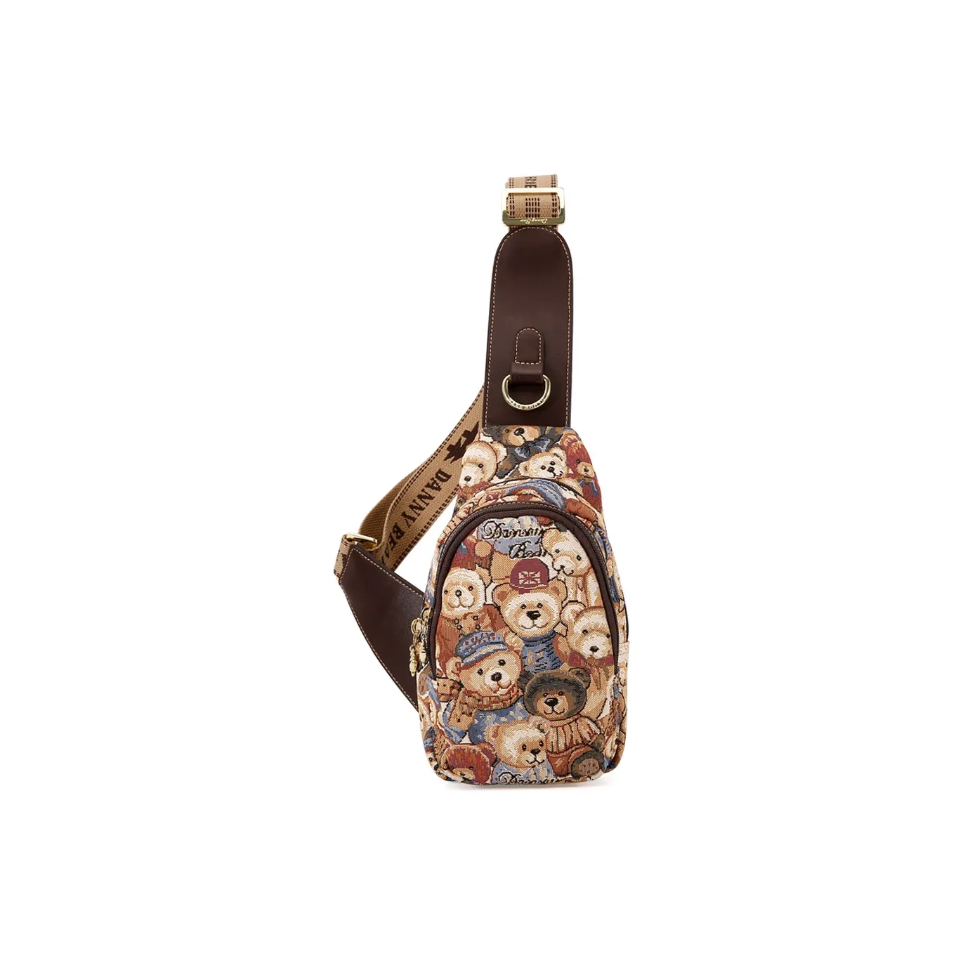 DANNYBEARJEANS Fabric One Shoulder Crossbody Bag, Sling Bag Regular Unisex Blue Elf Coffee