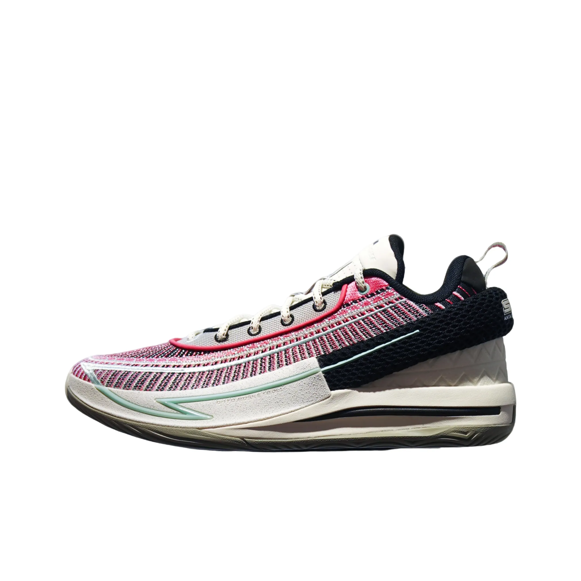 Anta Fengmang 1 Non-slip Wear-resistant Impact-resistant Low-Top Carbon Plate Basketball Shoes Men's White Pink