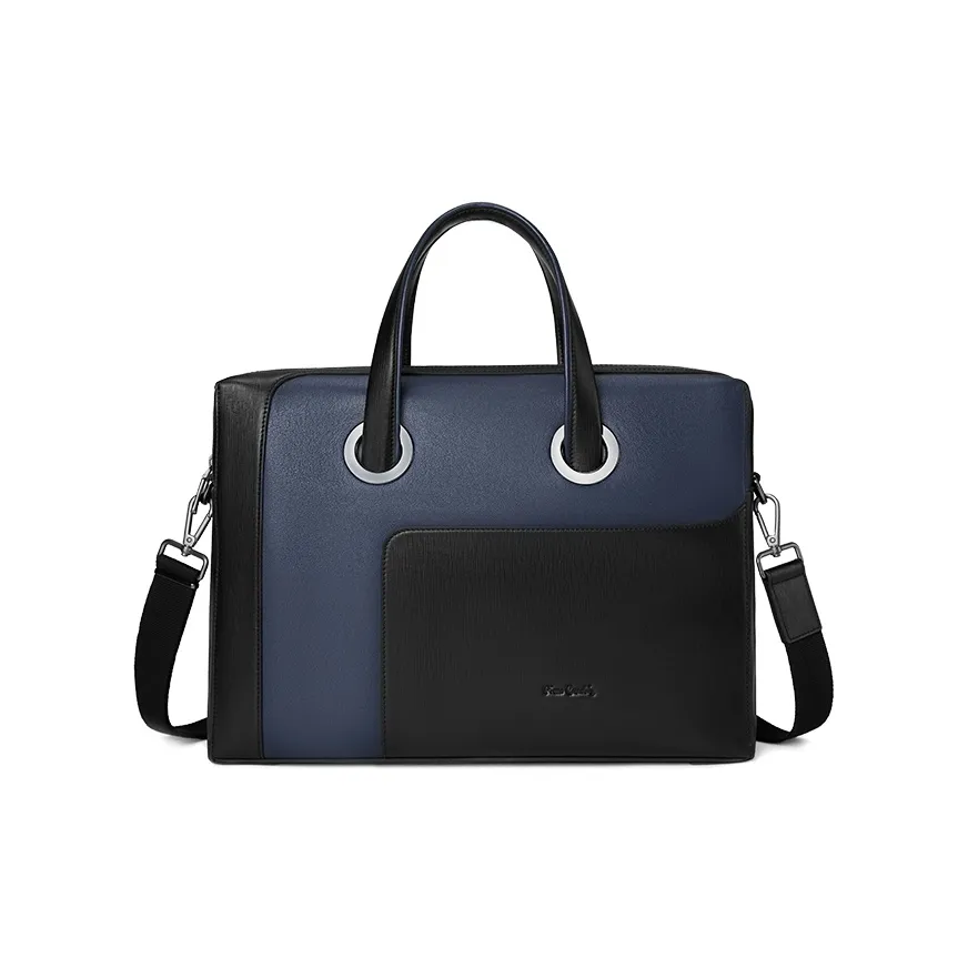 PIERRE CARDIN Top Grain Cow Leather Briefcase Large Men's Black/Blue