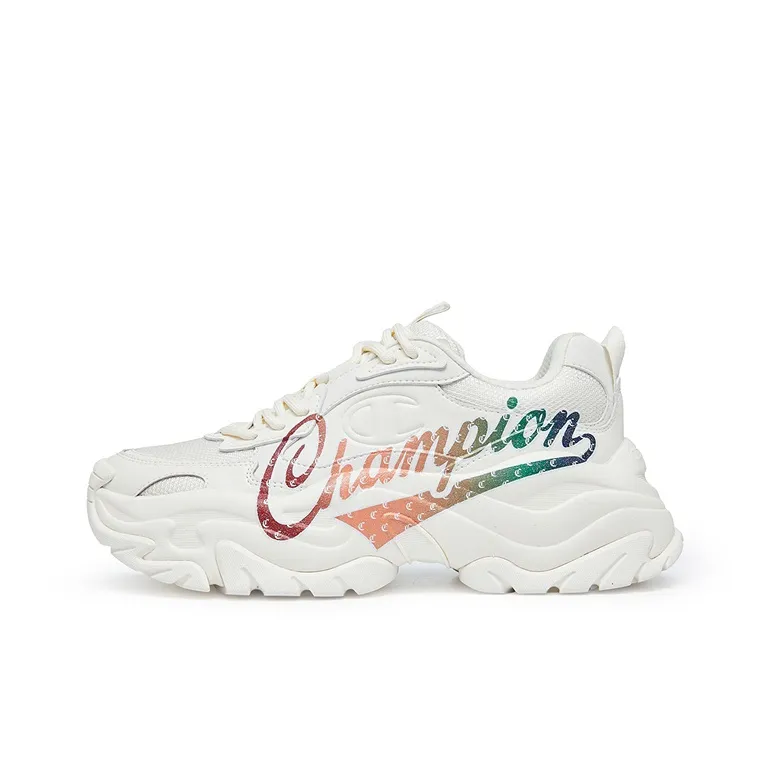 Champion Thousand Layer Обувь Низкий Топ Толстая Подошва Кроссовки Женские Молочно-белый Закатно-оранжевый