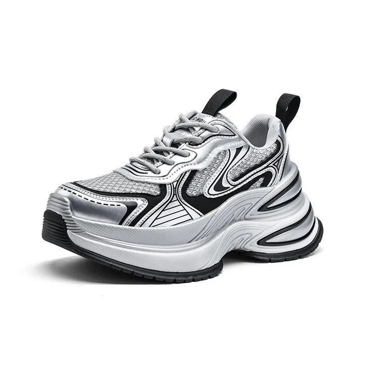 BASIC HOUSE Hundred Houses Good Future Xingji Collection Double-Layer Bus Low-Top Chunky Sneakers Women's Silver Black