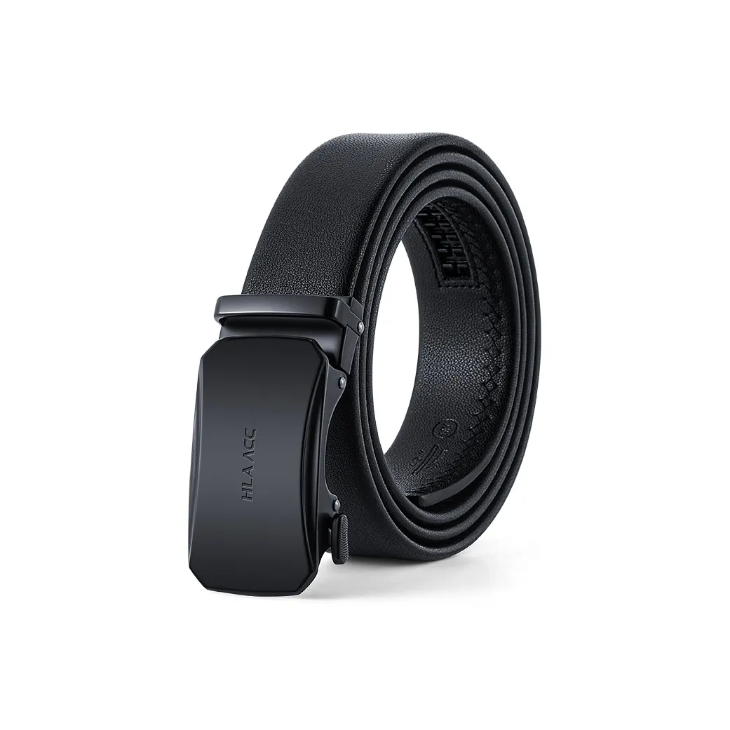HLA Cow Leather Belts Men's Black Width  3.5cm