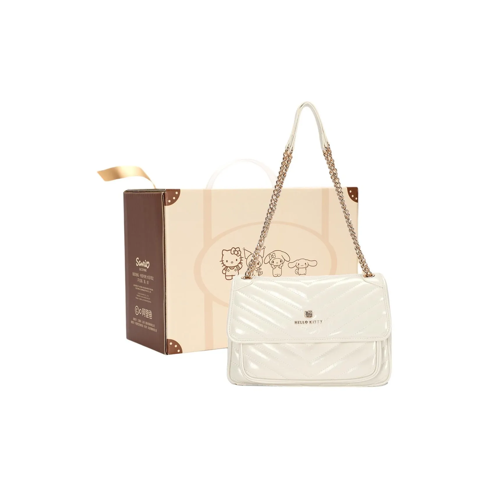 Sanrio Hello Kitty Сумка через плечо из синтетической кожи стандартная женская черный экрю