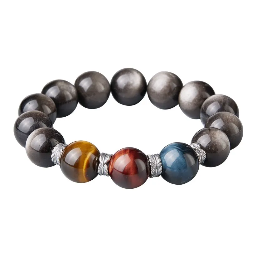 SGE Obsidian Beaded Bracelet Men's