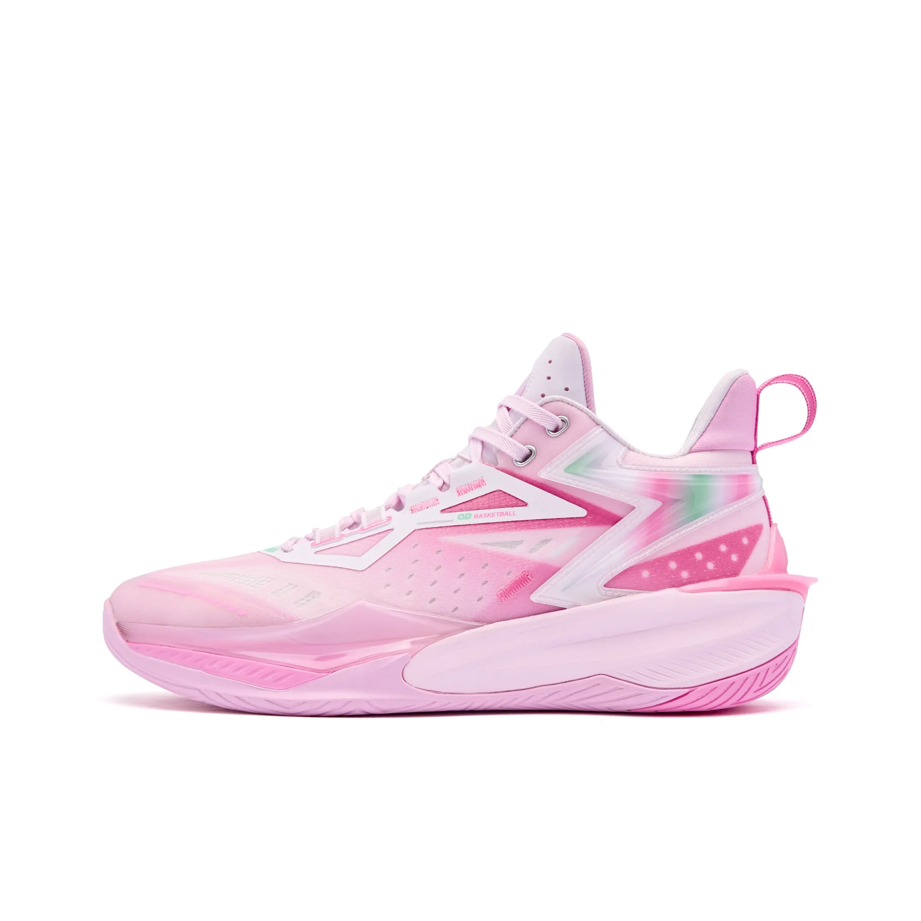 QIAODAN Phantom 6 ELITE Conch Pearl Cushioning, Rebound, Breathable, Slip Resistant Mid Top Basketball Shoes Men's Pink