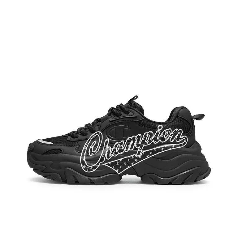 Champion Thousand Layer Обувь Низкий Топ Толстая Подошва Кроссовки Женские Черный Серебряный Белый