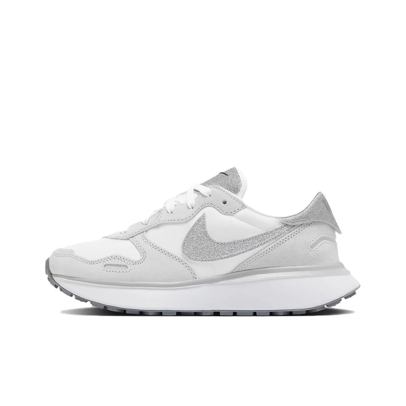 Nike Phoenix Waffle Slip Resistant Abrasion Resistant Низкий Топ Повседневные Беговые кроссовки Женские Серебряный Белый