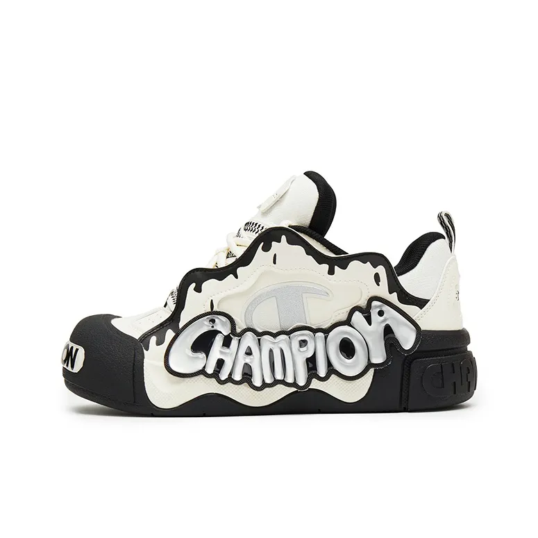 Champion С наполнителем Jelly Обувь Низкий Топ Скейтбординг Кроссовки Унисекс Молочно-белый Черный