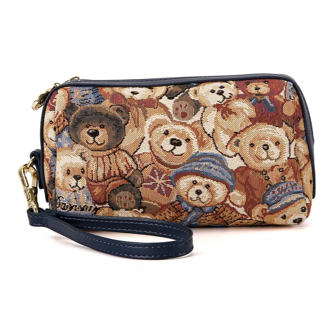 DANNYBEARJEANS Fabric Wallet Coin Purse Document Holder Clutch Regular Women's Blue Elf Bear