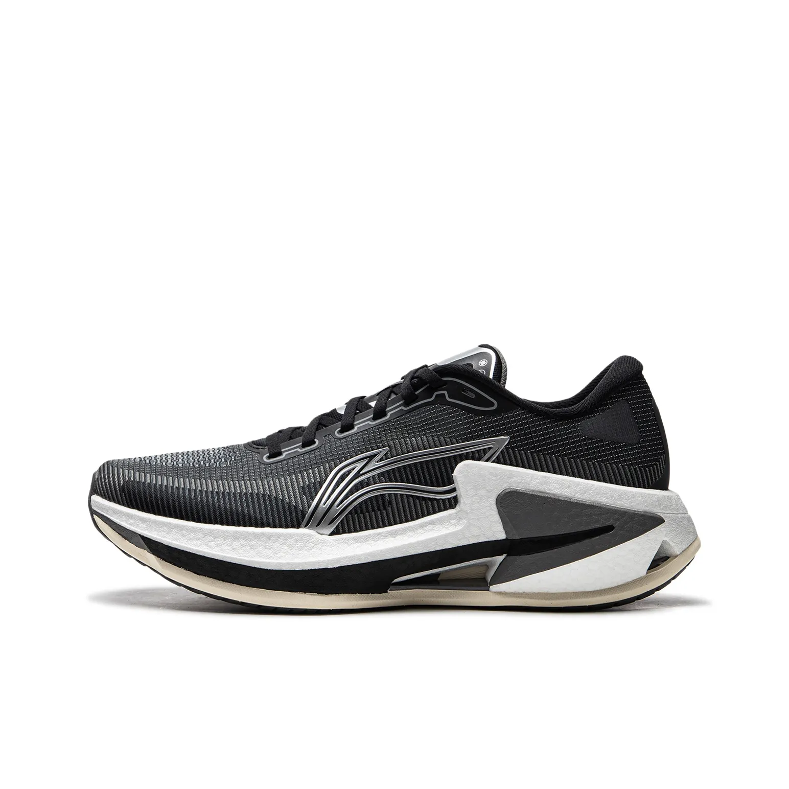 LiNing Shock Absorbers Slip-Resistant Abrasion-Resistant Breathable Low-Top Running Shoes Men's Black White