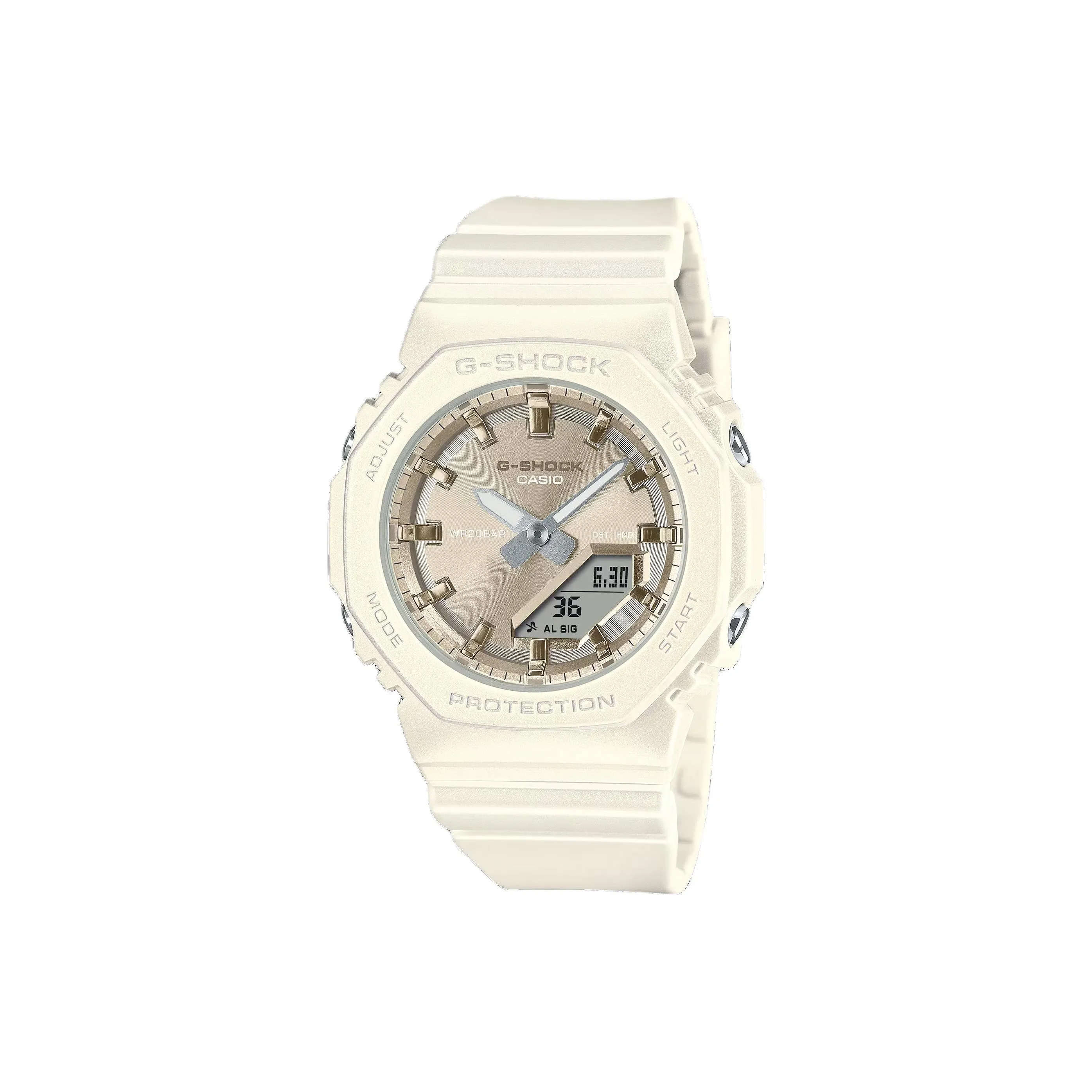 CASIO GMA P2100 Collection Кварцевый механизм Смольный ремешок Часы Женские Золотистый циферблат