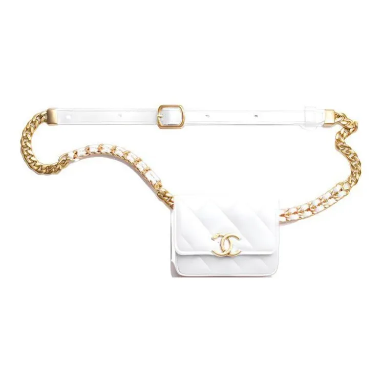 CHANEL Calfskin Fanny Pack Women's White