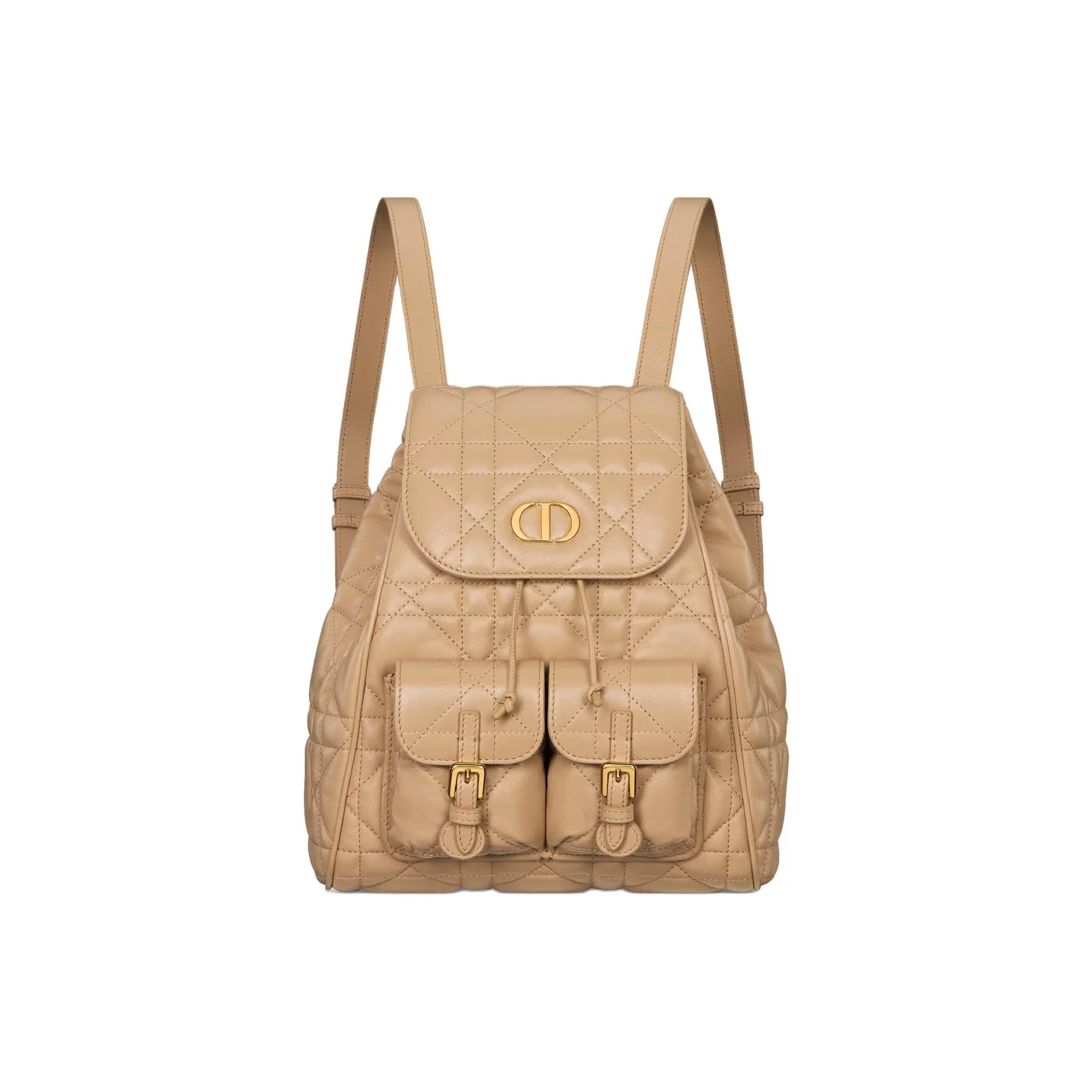 DIOR Caro Sheepskin Backpack Medium Size Women's Brown