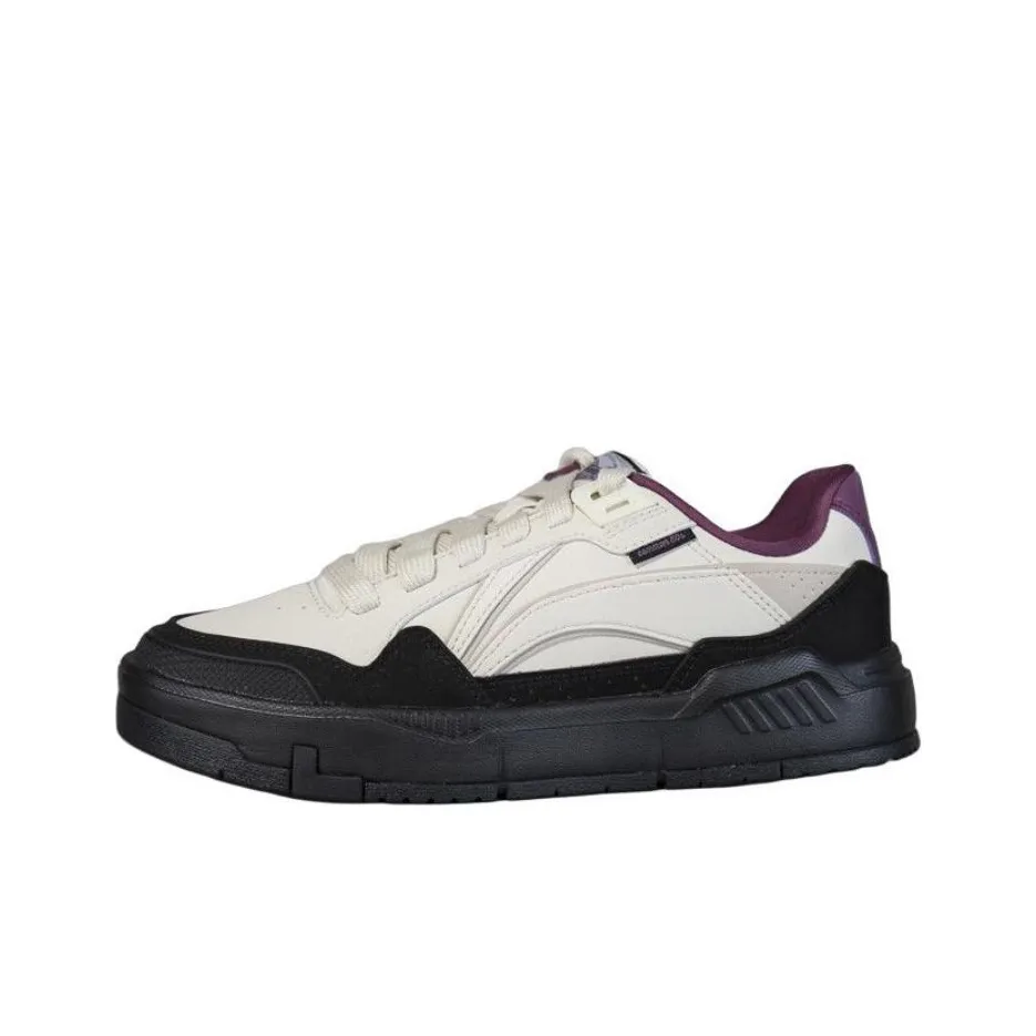 LiNing Common 80s Slip-resistant Abrasion-resistant Low Top Skateboard Shoes Women's White Black