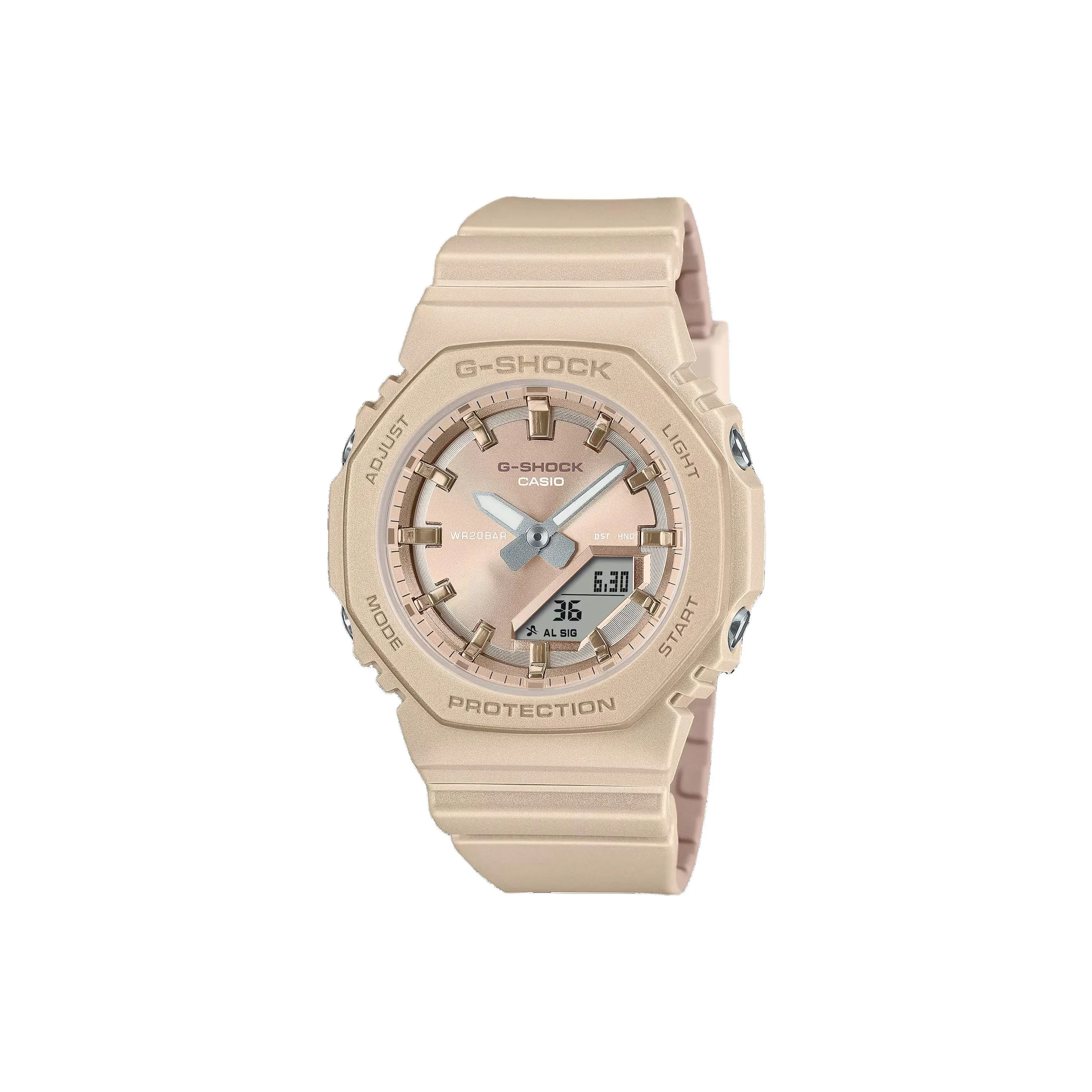 CASIO GMA P2100 Collection Кварцевый механизм Смольный ремешок Часы Женские Золотистый циферблат