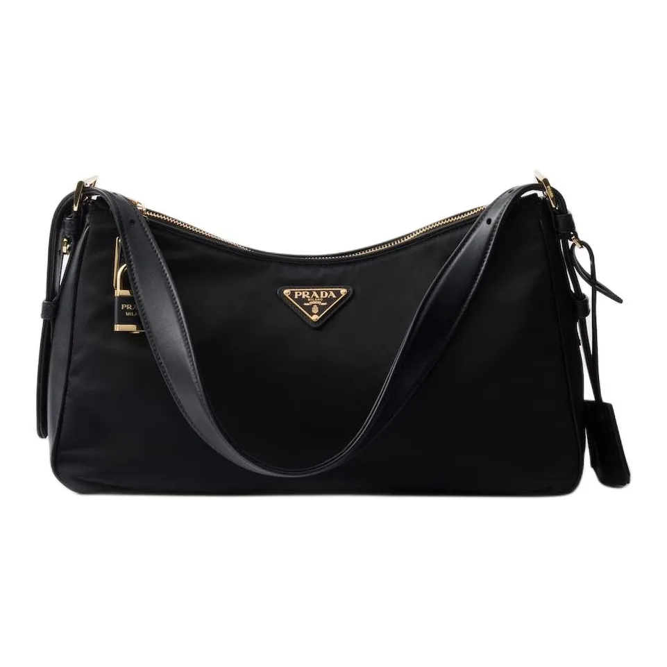 PRADA Recycled Nylon Handbag, Shoulder Bag Tubas Women's Black