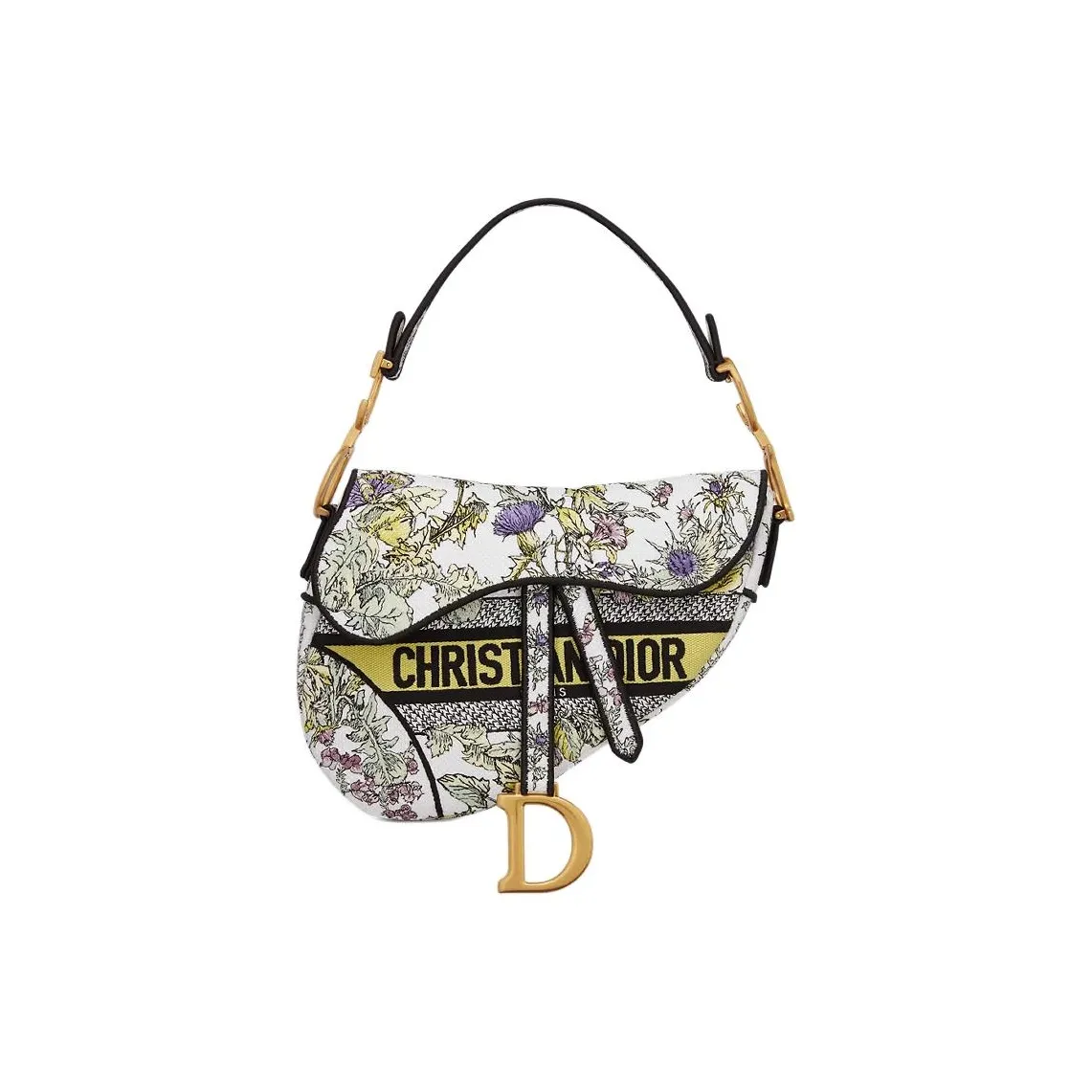 DIOR Saddle Cotton Saddle Bag Handbag, Shoulder Bag Women's Yellow & Multicolor