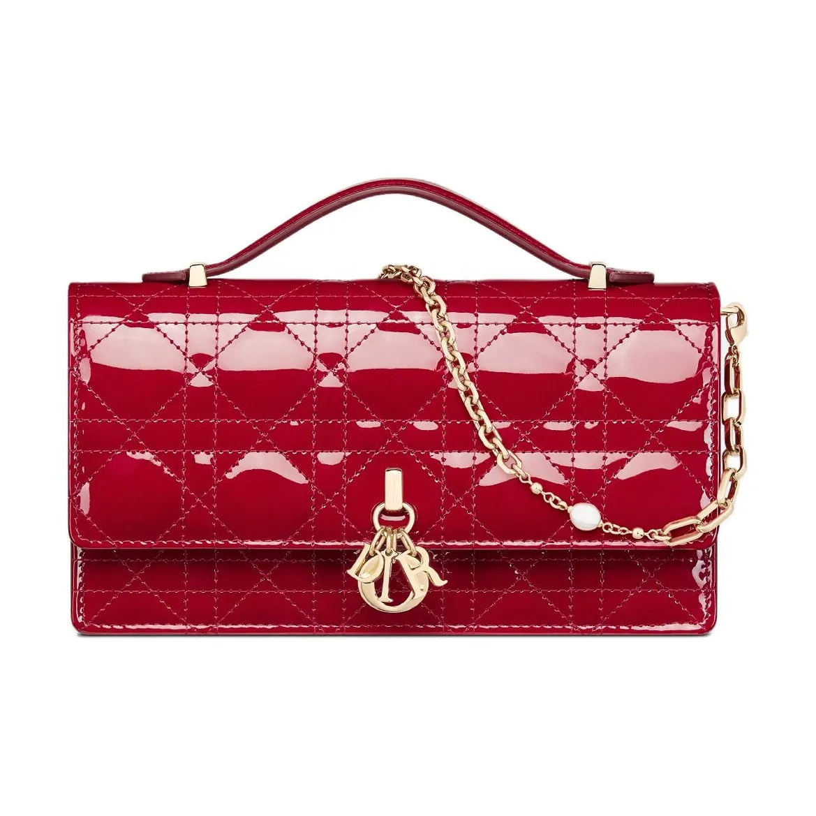 DIOR Calfskin Shoulder Bag, Crossbody Bag, Handbag Mini Women's Cherry Red