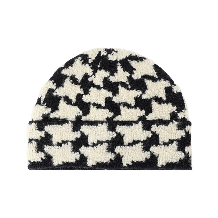 CARDANRO Faux Rabbit Fur Beanies Unisex Black