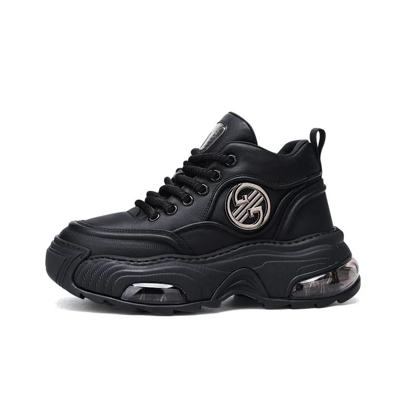 U7 Cushioning Anti Slip And Wear Resistant Mid Top Chunky Sneakers Men's Black