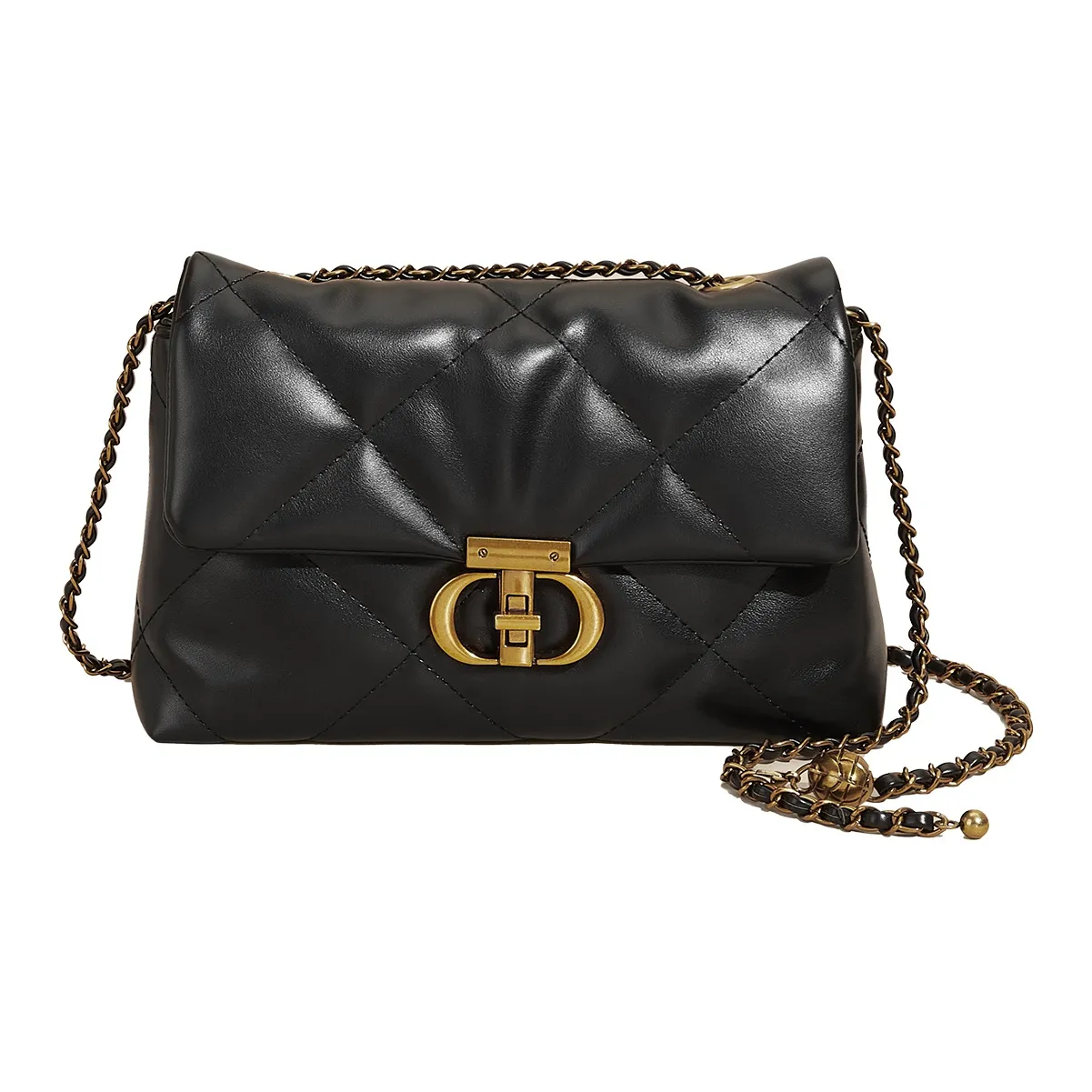 ST SAT Синтетическая кожа Сумка через плечо Сумка через плечо Женская Черный Перламутрово-белый