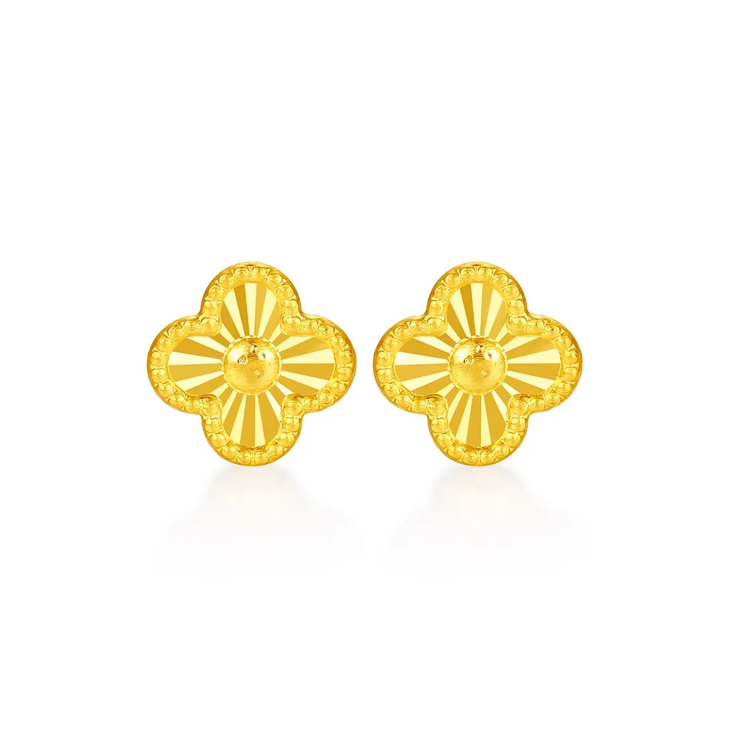 JINGUIFU 18K Gold Stud Earrings Women's