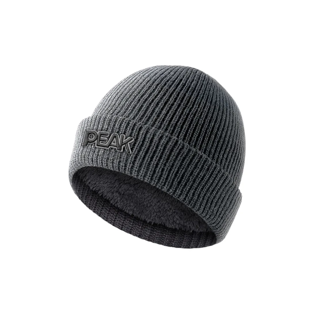 PEAK Акрил Полиэстер Шапки-бини Утолщенные и с флисовой подкладкой термические устойчивые к холоду унисекс серый