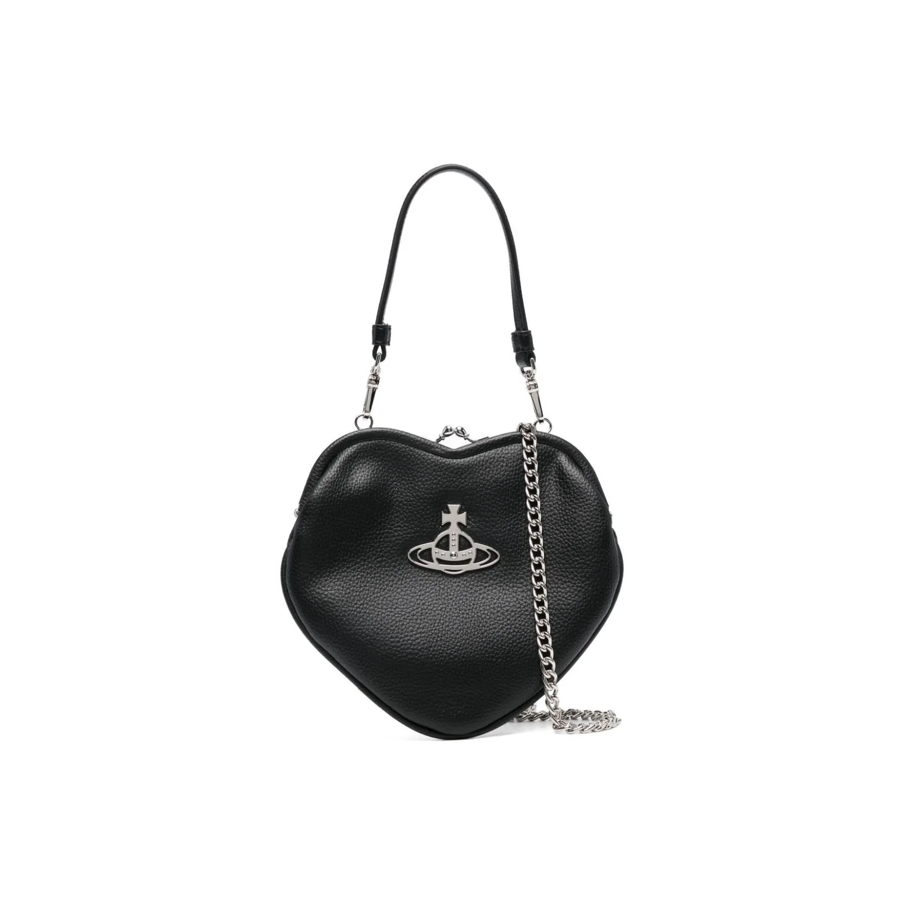Vivienne Westwood Litchi Grain Leather Heart Shaped Portable Wallet Bag Regular Women's Black