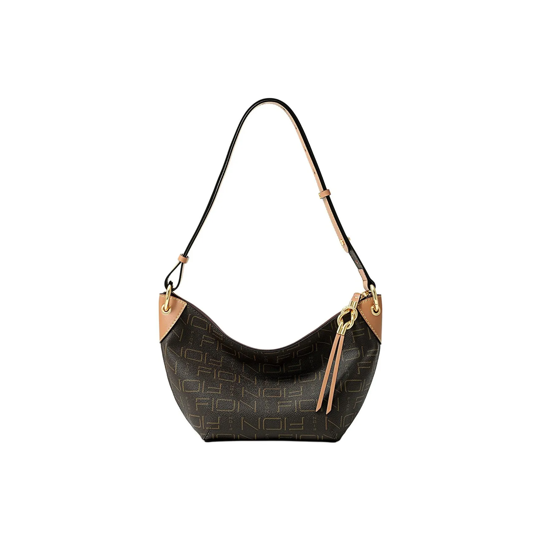 FION Artificial Leather Shoulder Bag, Crossbody Bag Regular Women's Coffee Camel