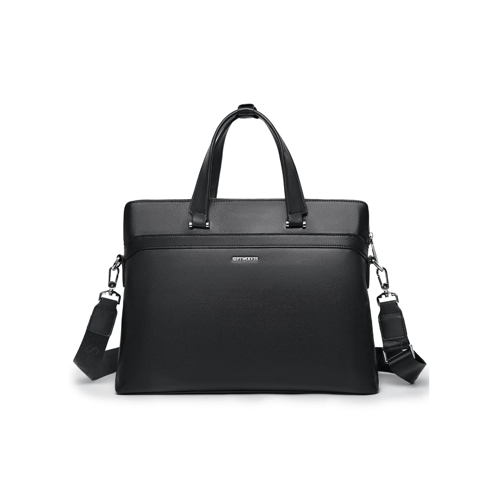 SEPTWOLVES Genuine Leather Briefcase QPL Men's Black