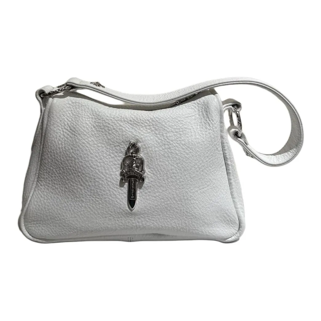 Chrome Hearts Leather Chicken Block Shoulder Bag Handbag Small Size Women's White