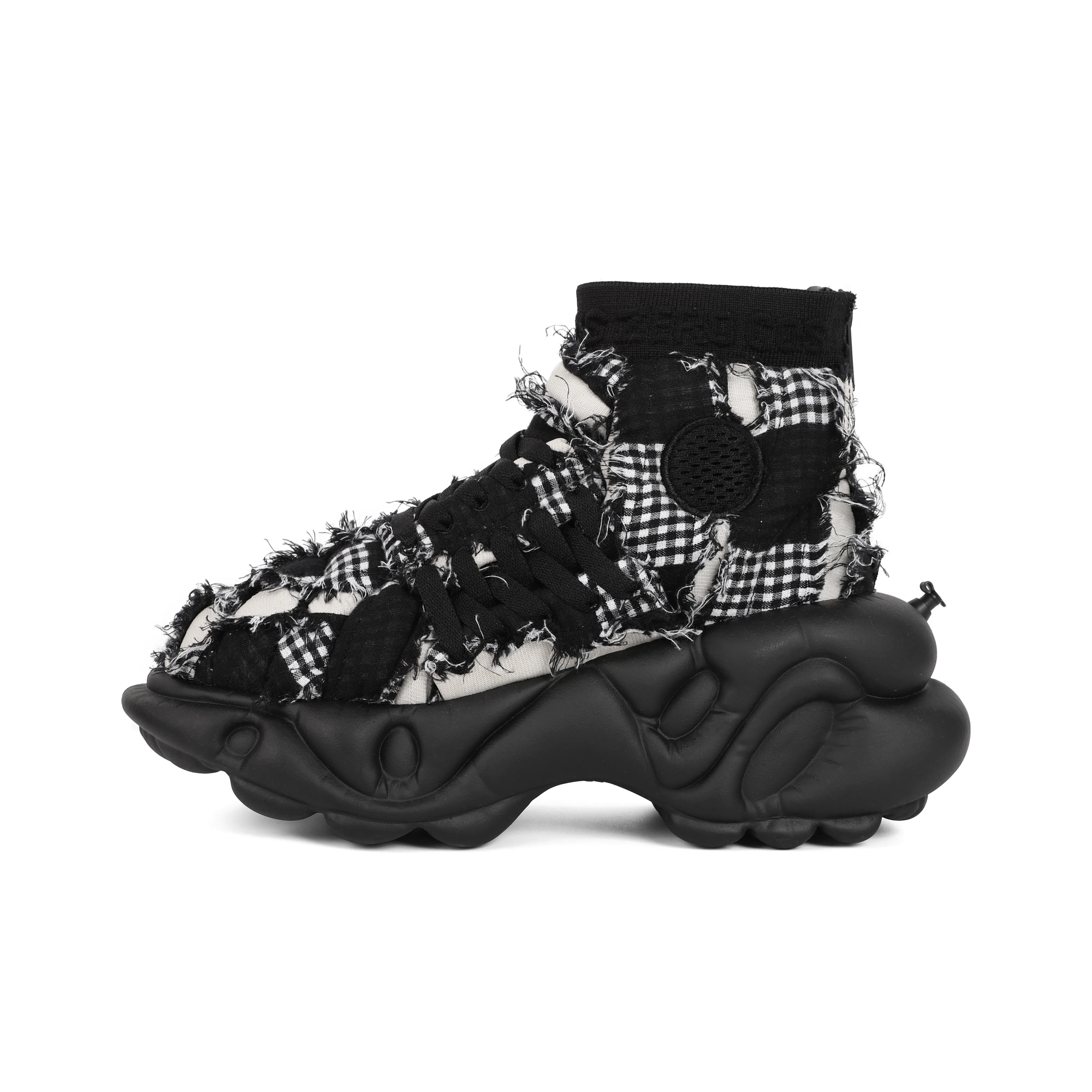 ZERO COSMOS Ragdoll High Топ Толстая подошва Кроссовки Унисекс Черный Цветочный Клетка