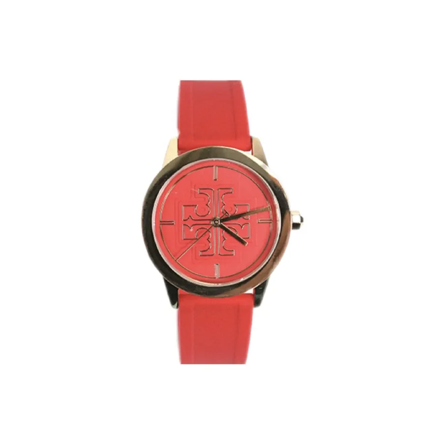 TORY BURCH Наручные часы Кварцевый механизм Силиконовый ремешок 36 мм Красный циферблат Женские часы