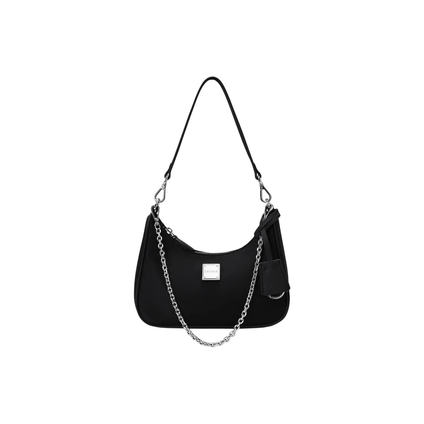 CASSILE Synthetic Leather Crescent Bag, Chain Shoulder Bag, Crossbody Bag Small Women's Black