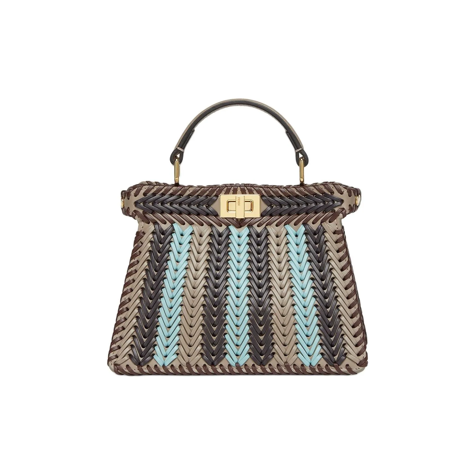 FENDI Peekaboo ISeeU Calfskin Shoulder Bag, Crossbody Bag, Handbag Trumpets Women's Dove Gray With Multicolor