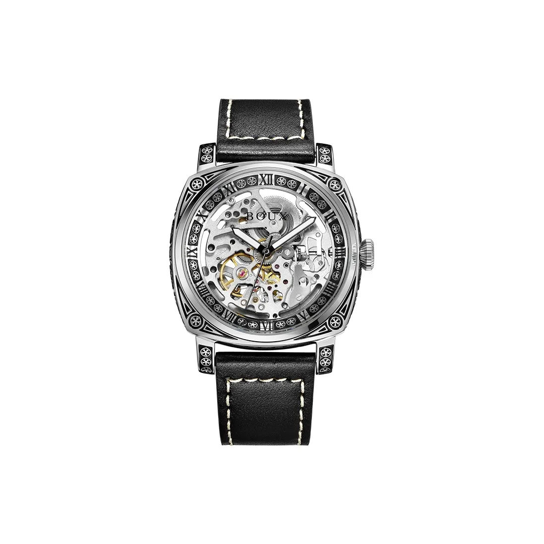 BOUX Автоматический механический механизм Мужские часы 42mm*42mm*22mm Скелет