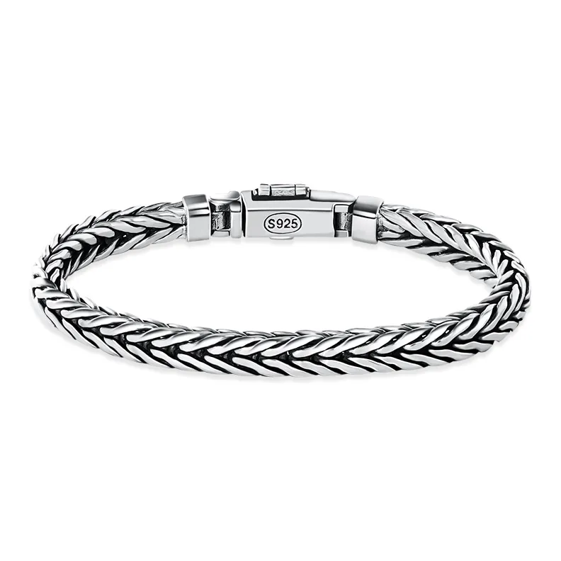 LUCKYMOJO 925 Sterling Silver Bracelets Men's