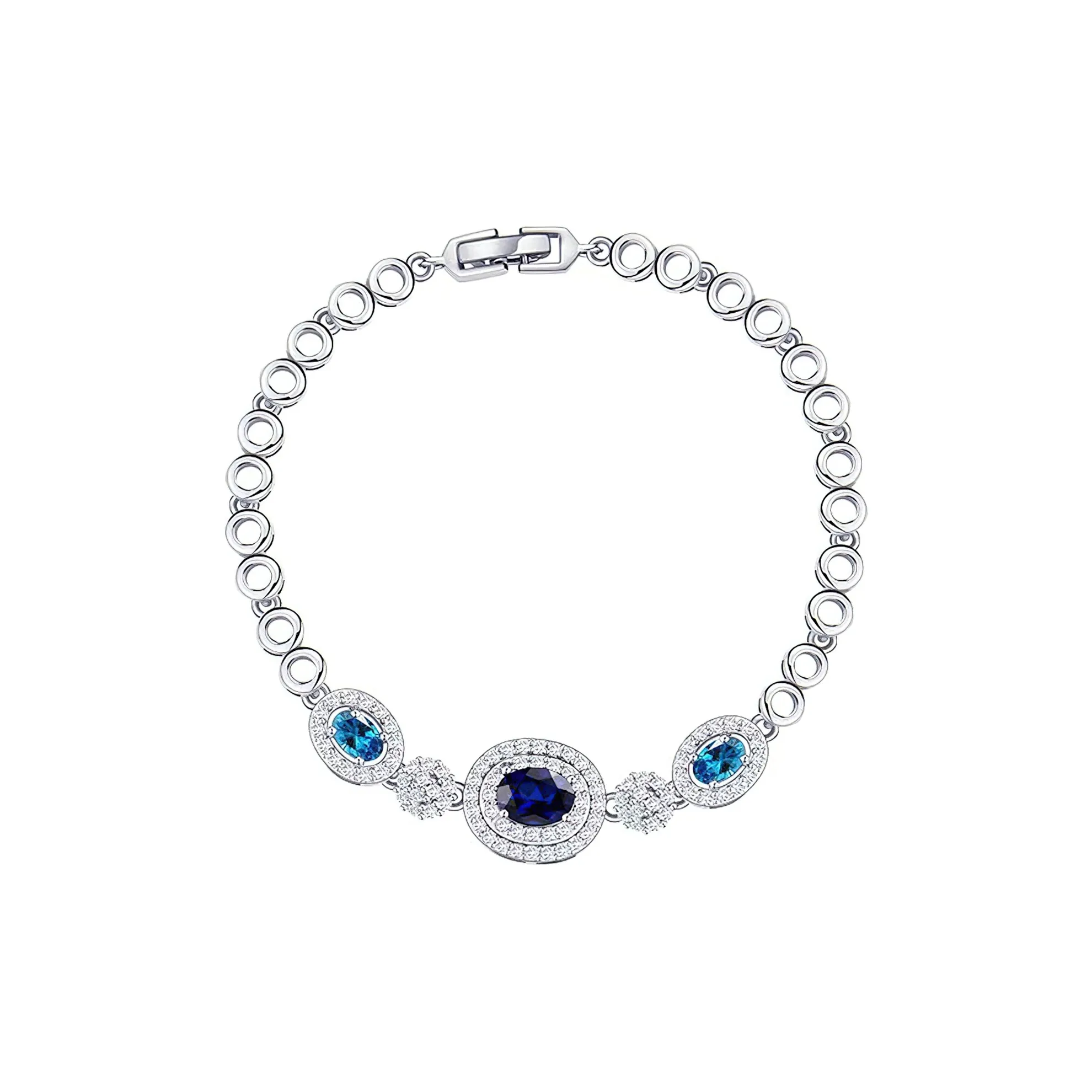BLESSED BULLET Copper Zircon Bracelets Women's Silver Blue