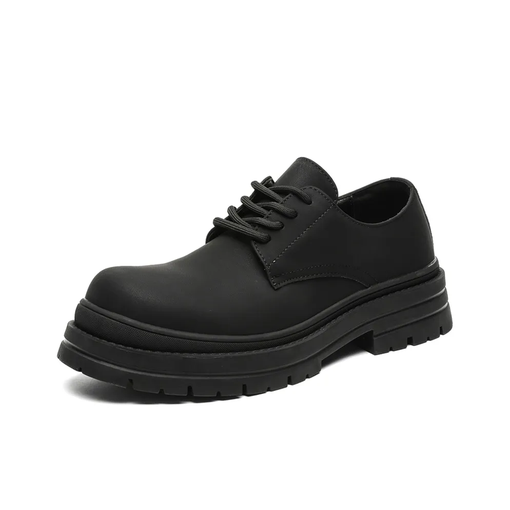 V05 Paris Derby Обувь Мужская Черная Британская Кожаная Обувь Увеличение Высоты Удобная Универсальная Кружевные Вверх Повседневные Туфли