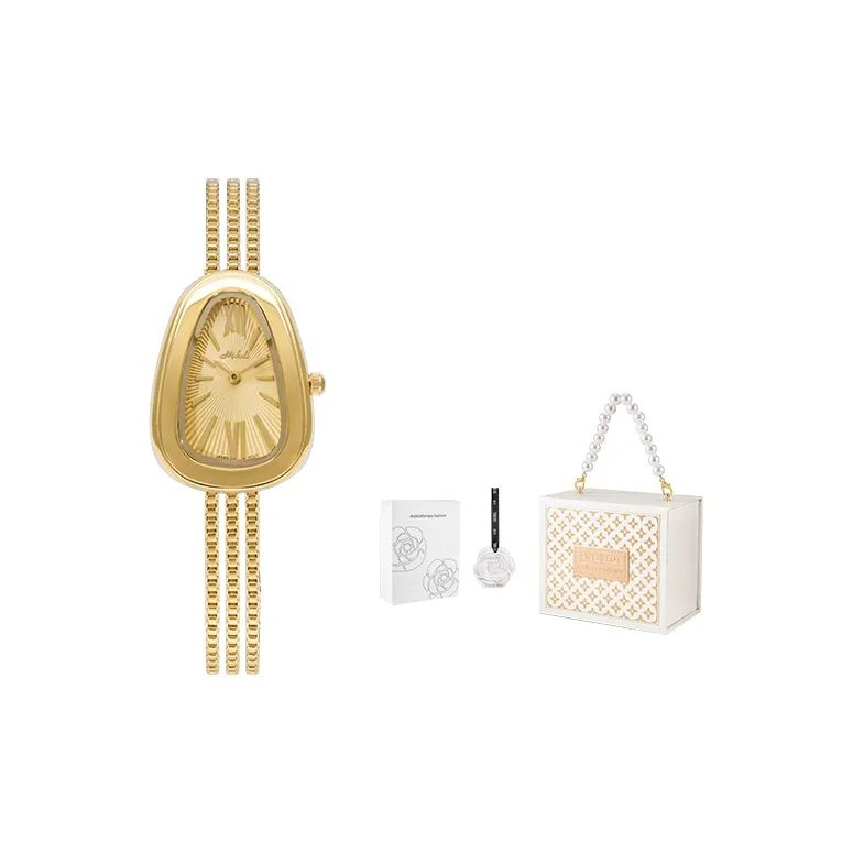 MISHALI Кварцевый механизм ремешок из нержавеющей стали женские часы золотой циферблат