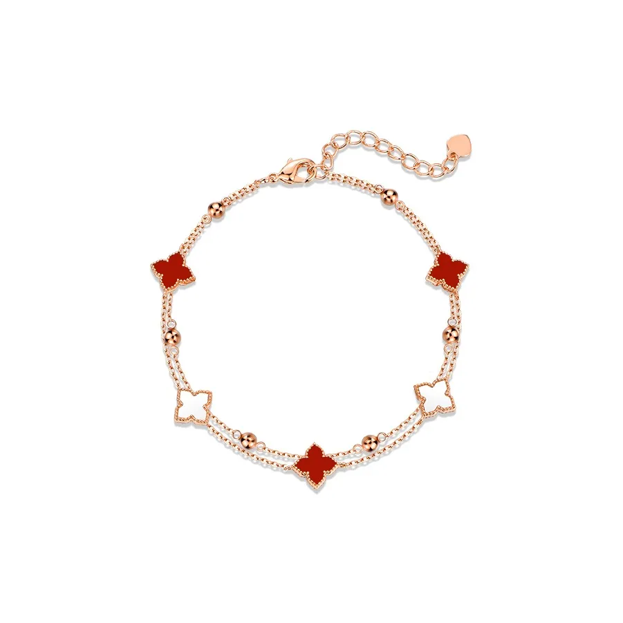 Trpopo Agate S925 Silver Bracelet, Rose Gold, Adjustable Women's