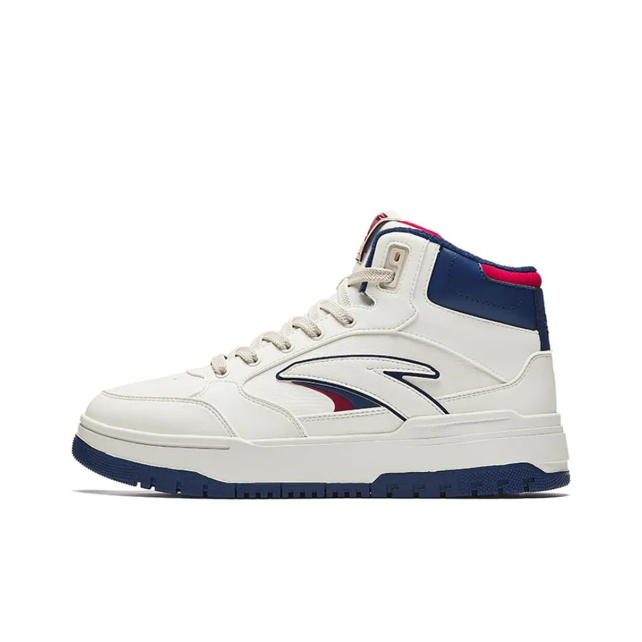 ANTA 982 Термический противоскользящий и устойчивый к истиранию высокий топ скейтбордических кроссовок Мужской Белый Синий Красный