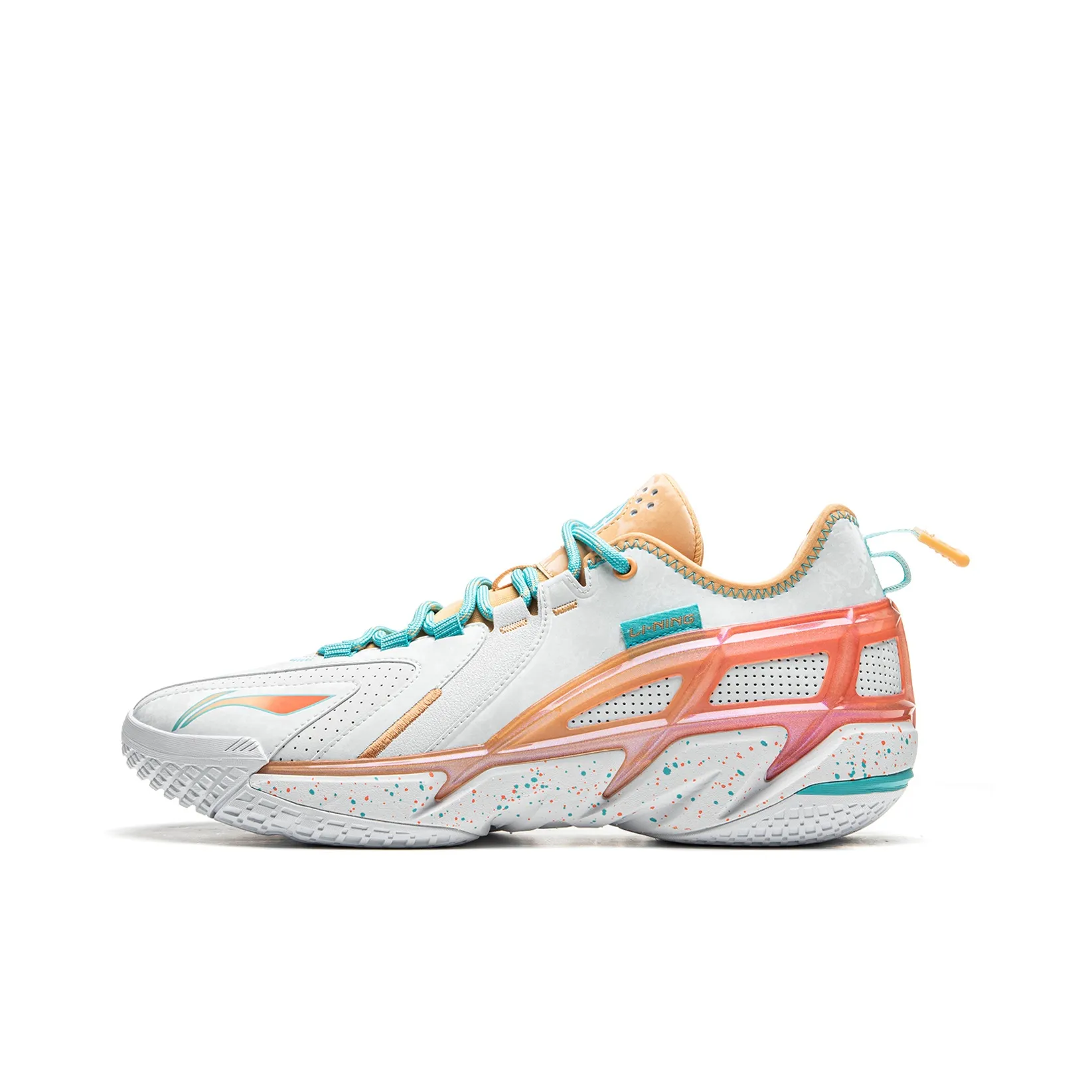 LiNing Anti-Wool 4.5 Wear-Resistant Slip-Resistant Low-Top Basketball Shoes Men's White Orange