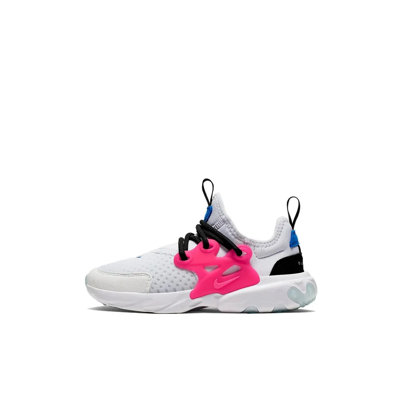 Nike React Presto Abrasion Resistant Low Top Kids Lifestyle Shoes White Pink Children Aged 3 7 Years Old