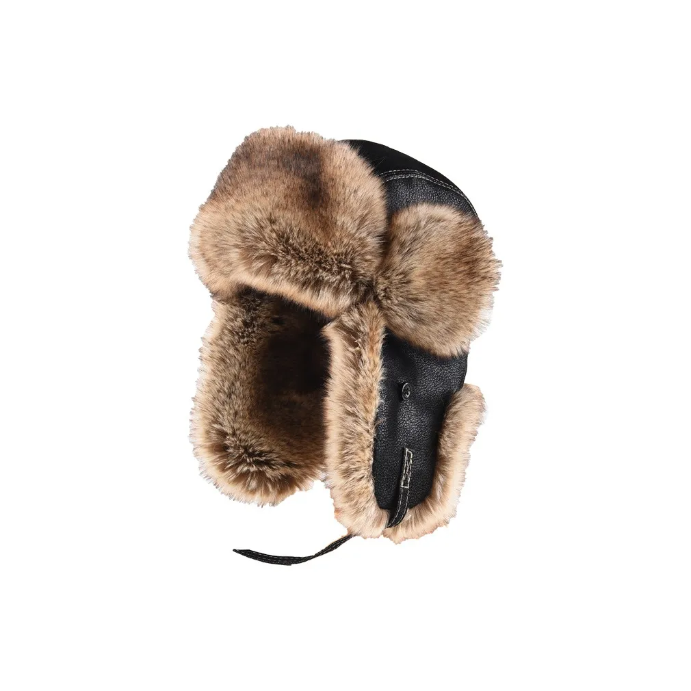 Yamaichi Maru ПУ (полиуретан) + хлопок + полиэстер Смесь Шапка-ушанка Унисекс Черный Кофейный