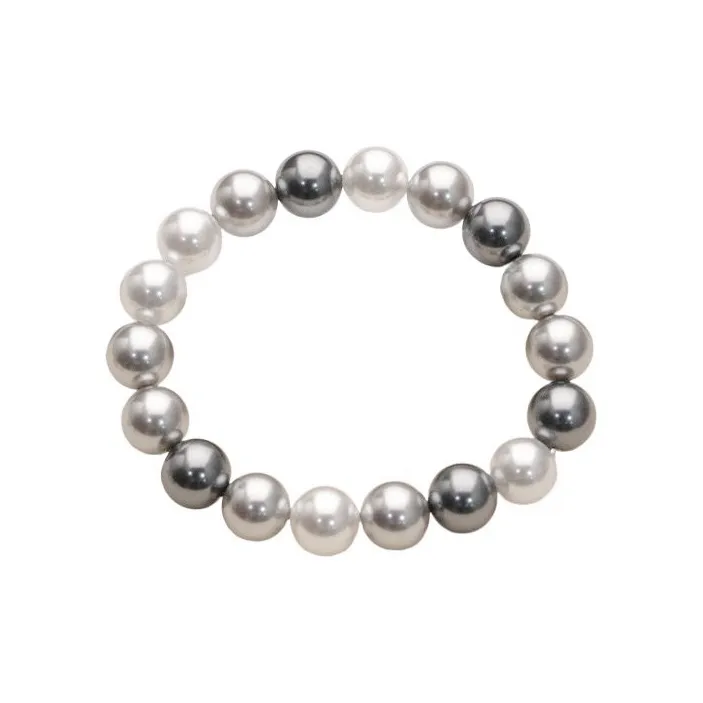 NATURALLYJOJO Faux Pearl Elastic String Bracelets Women's White/Gray/Black